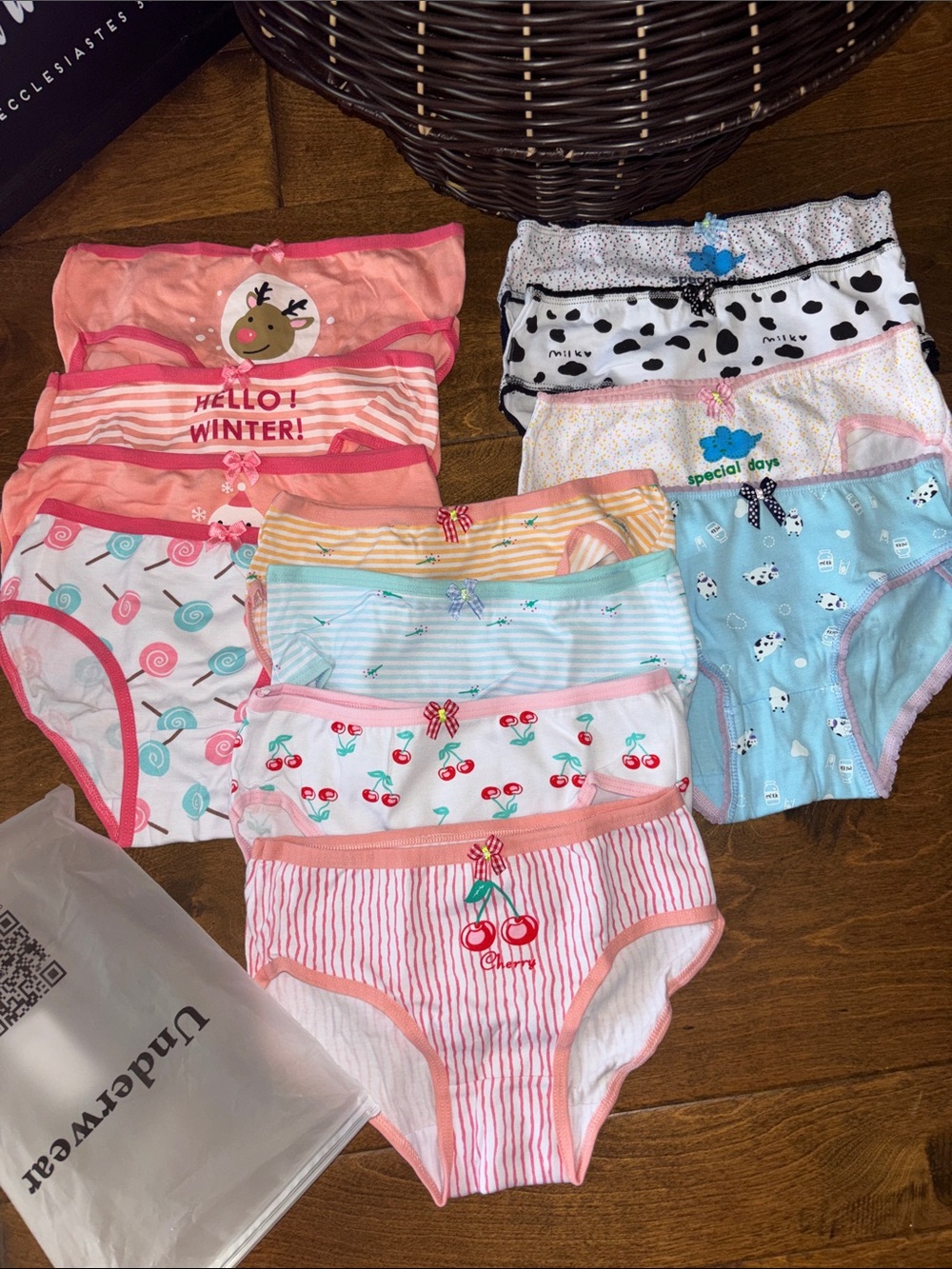 Girls' 12 pack Pink & Multi-Pattern Cotton Underwear - 6-8